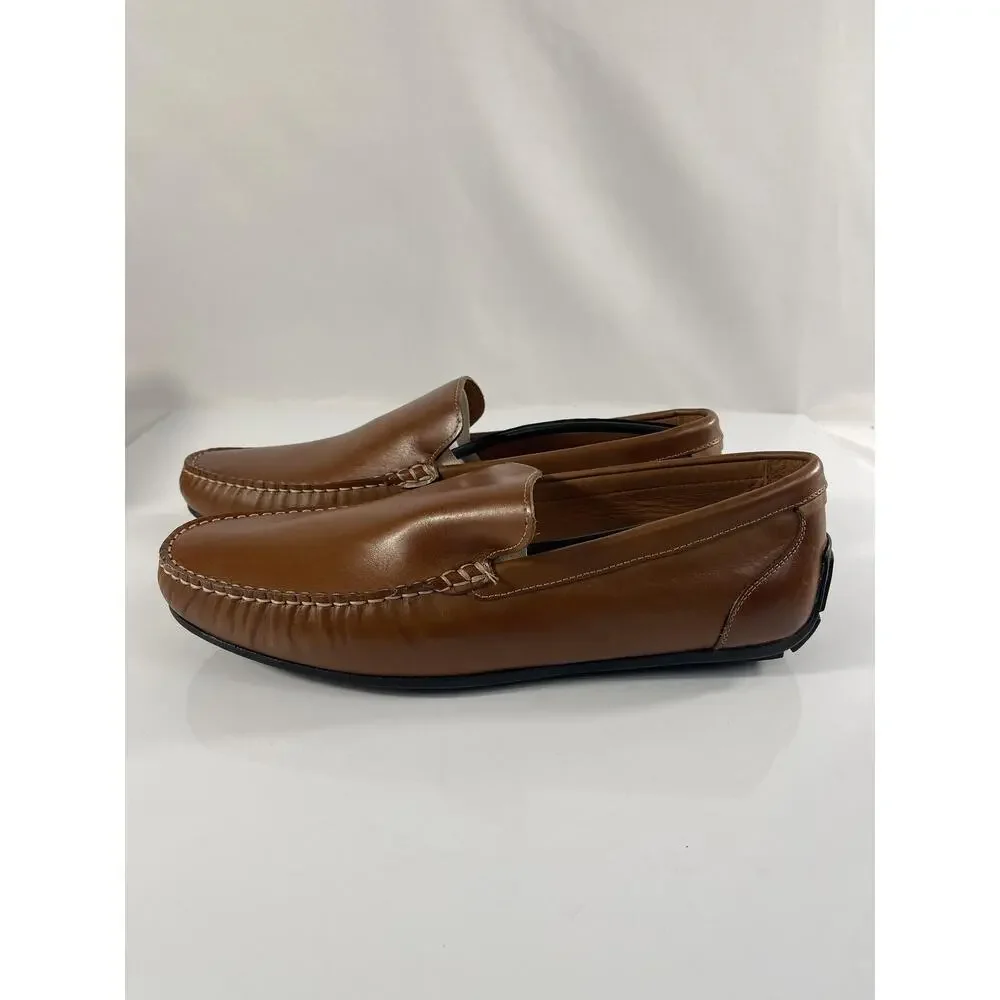 Johnston & Murphy Shoes Mens Size 12 Brown Beck Venetian Leather Loafers Slip On
